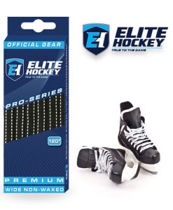 Lacet Pro-Series de Elite Hockey non ciré  Noir-Blanc