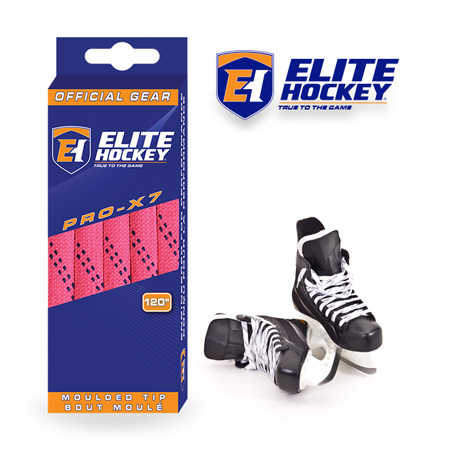 Elite Hockey Pro-X7 Neon Pink-Navy Non Waxed Laces