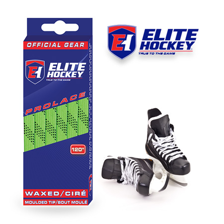 Elite Hockey Prolace Lime-Green Black Waxed Laces