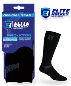 Elite Hockey Bamboo Knee Black Sock