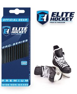 Lacet Pro-Series de Elite Hockey non ciré  Noir-Bleu