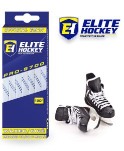 Lacet Pro-S700 de Elite Hockey ciré Blanc-Bleu Marine