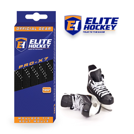 Elite Hockey Pro-X7 Black-White Non Waxed Laces