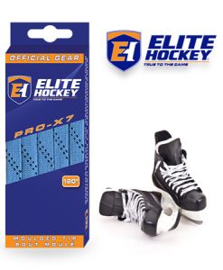 Elite Hockey Pro-X7 Columbia Blue-Navy Non Waxed Laces