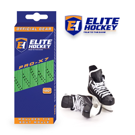 Elite Hockey Pro-X7 Lime Green-White Non Waxed Laces
