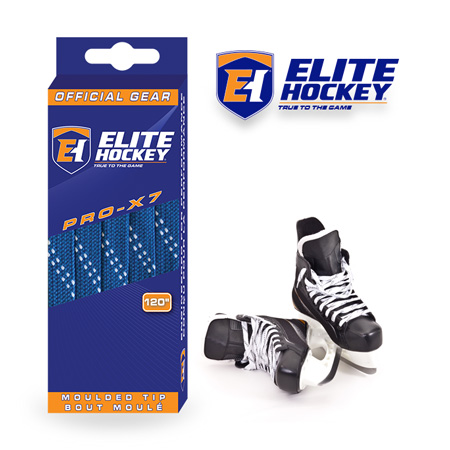 Elite Hockey Pro-X7 Royal-White Non Waxed Laces