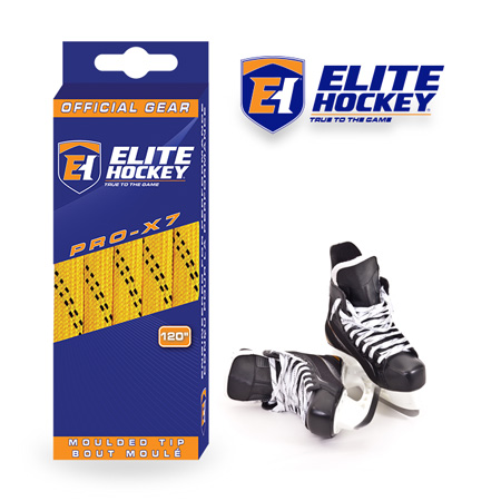 Elite Hockey Pro-X7 Yellow-Black Non Waxed Laces