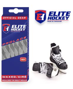 Elite Hockey Prolace Silver Grey Black Waxed Laces