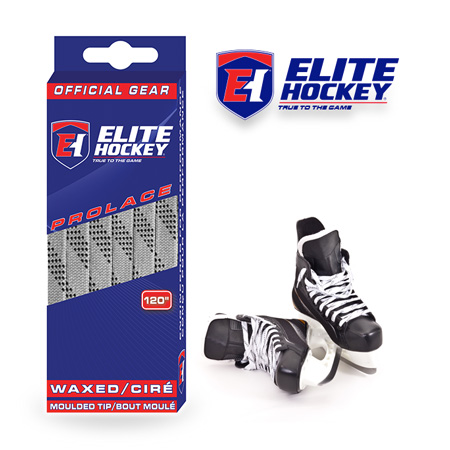 Elite Hockey Prolace Silver Grey Black Waxed Laces