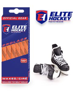 Lacet Prolace de Elite Hockey ciré Orange-Noir