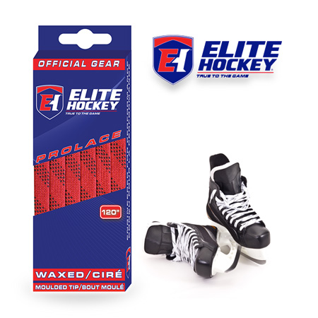 Elite Hockey Prolace Red Black Waxed Laces