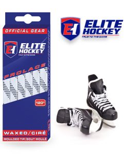 Elite Hockey Prolace White Black Waxed Laces