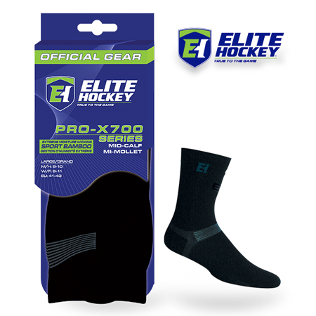 Elite Hockey Bamboo Mid-Calf Black Sock
