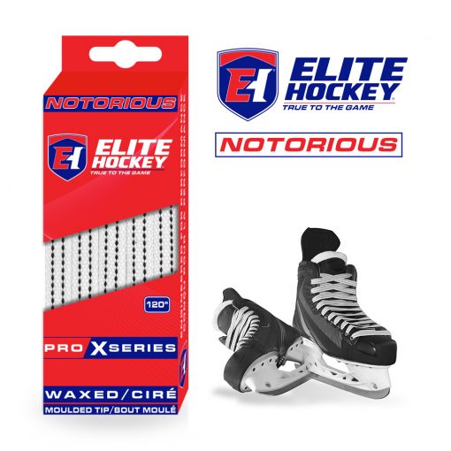 Notorious Pro X Series Lacets Cirés Elite Hockey Blanc/Noir